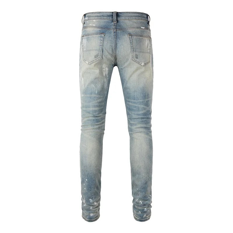 jeans blu strappato denim blue
